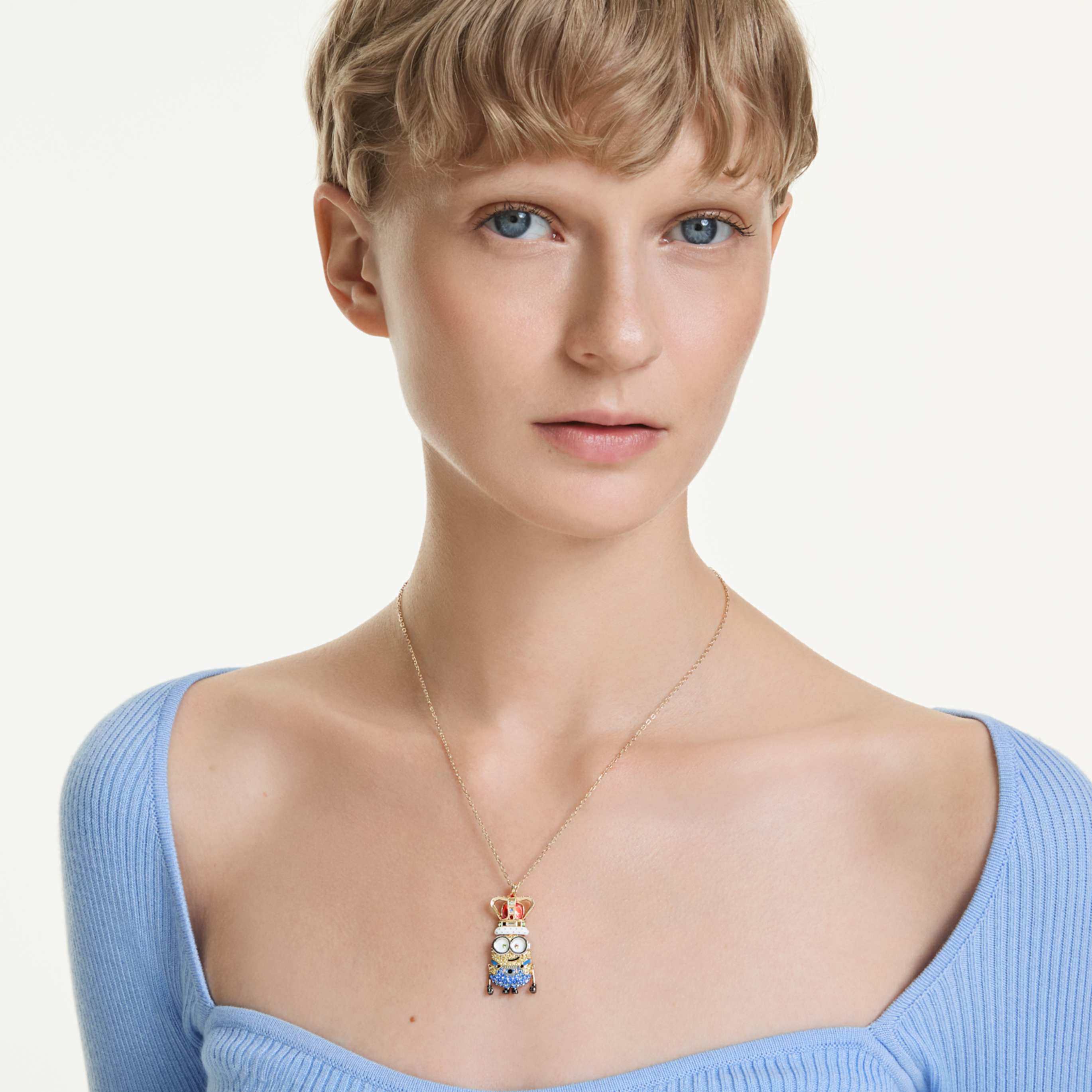 Swarovski Minions King Bob pendant Pavé, Multicolored, 18K gold finish