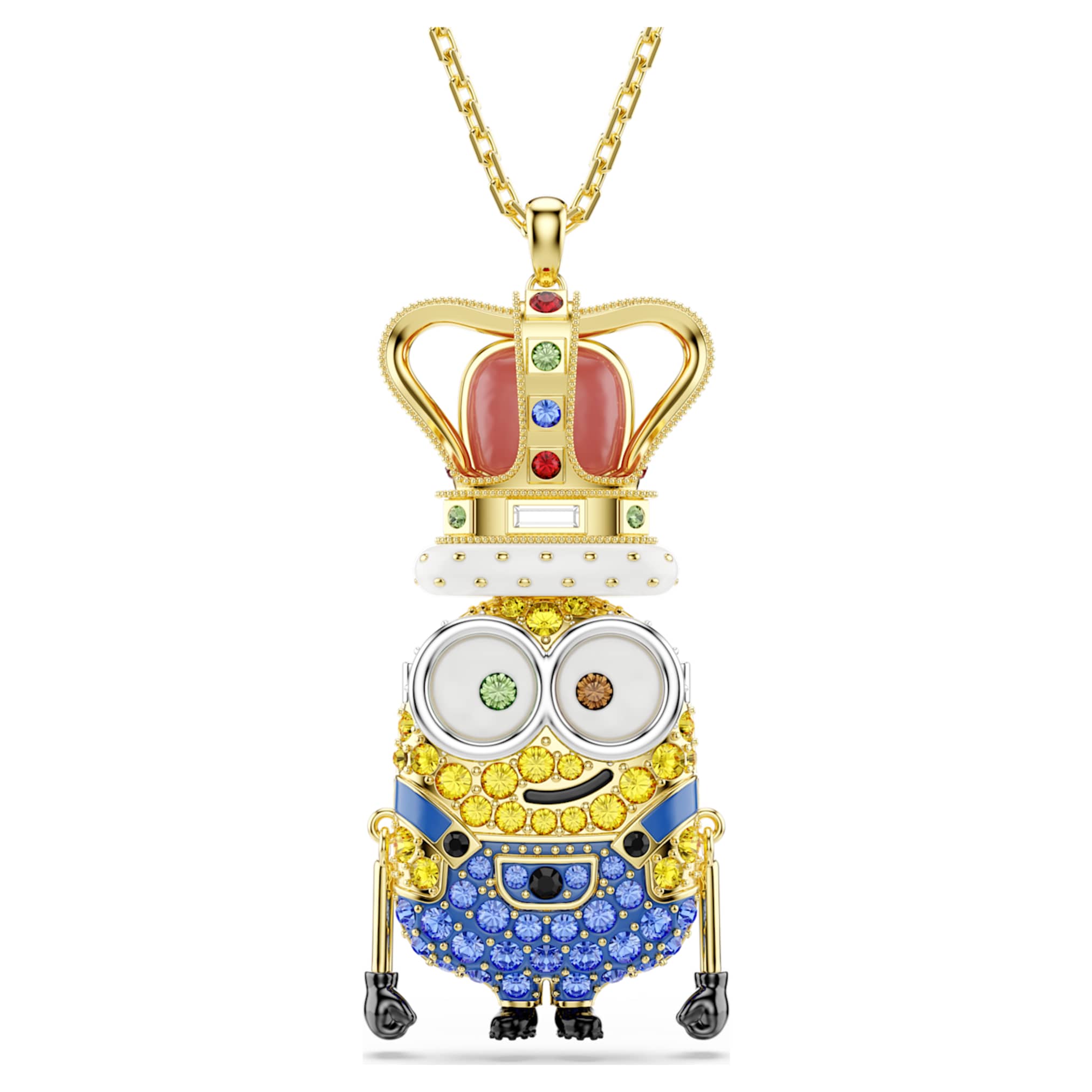 Swarovski Minions King Bob pendant Pavé, Multicolored, 18K gold finish
