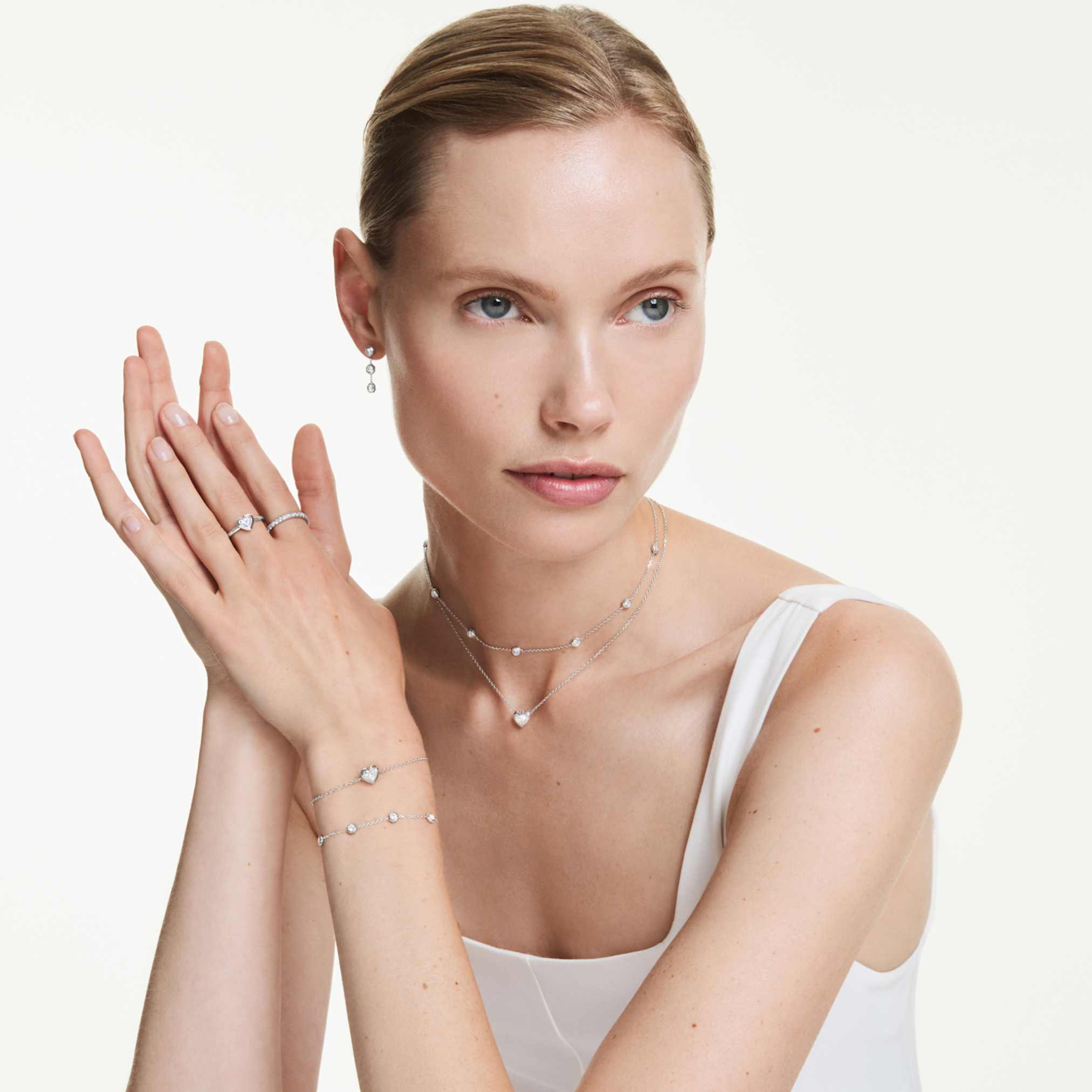 Swarovski Octagon drop earrings Lab-grown diamonds 0.6 ct tw, Round shape, Sterling silver