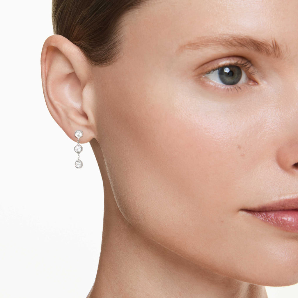 Swarovski Octagon drop earrings Lab-grown diamonds 0.6 ct tw, Round shape, Sterling silver