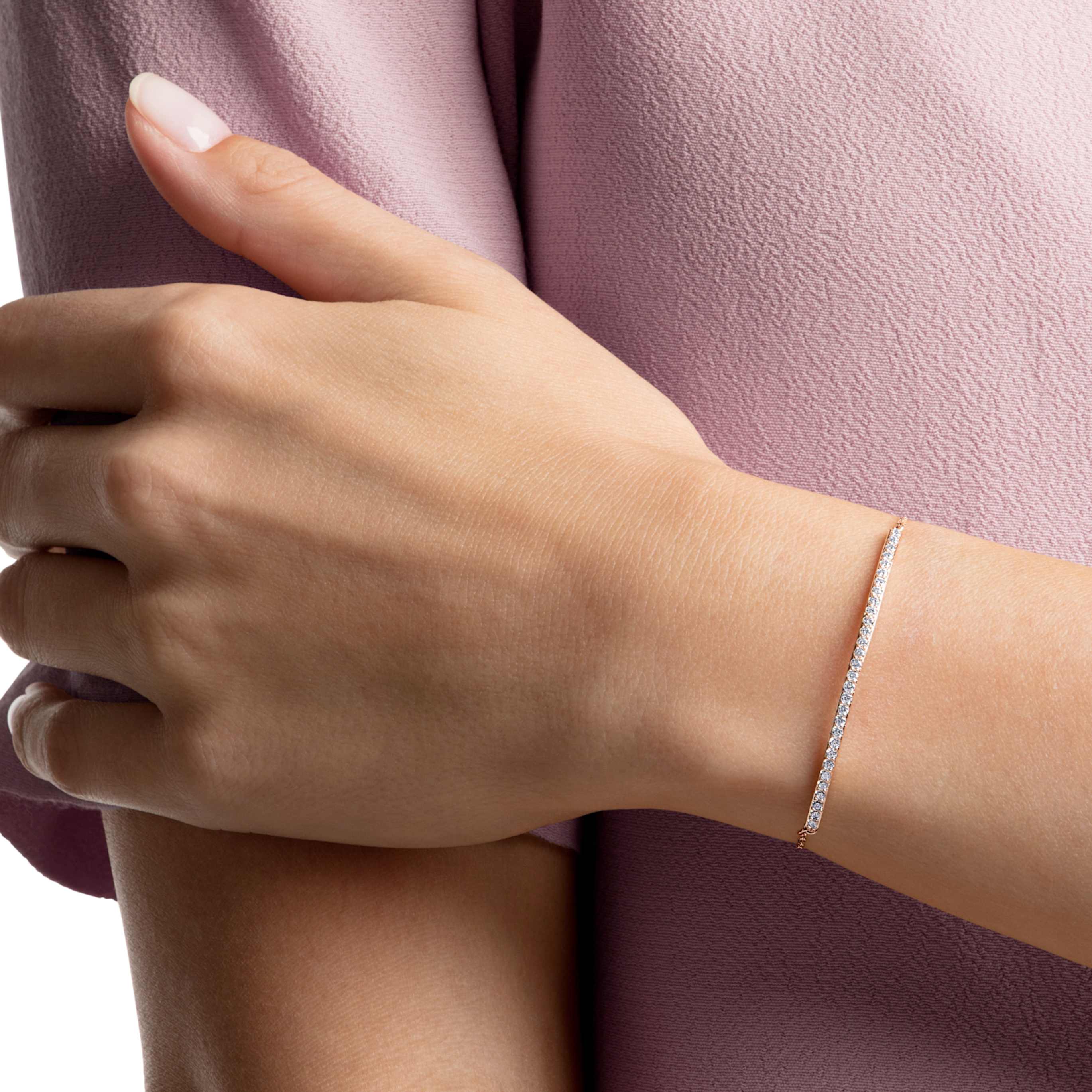 Swarovski Only bracelet Round cut, Pink, 18K rose gold finish