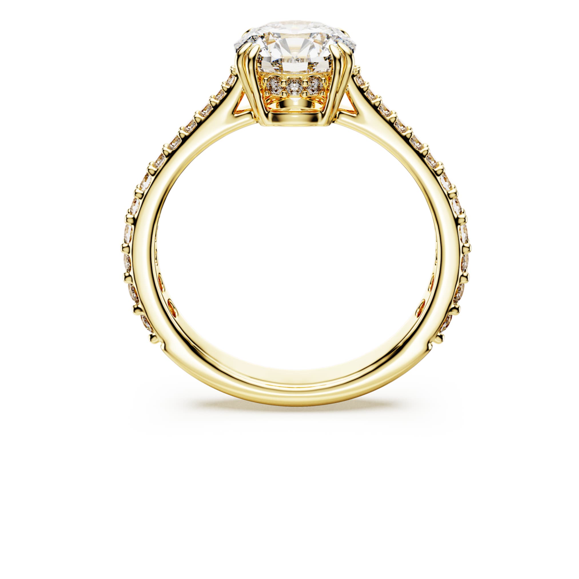 Swarovski Stilla cocktail ring Round cut, Pavé, White, 18K gold finish