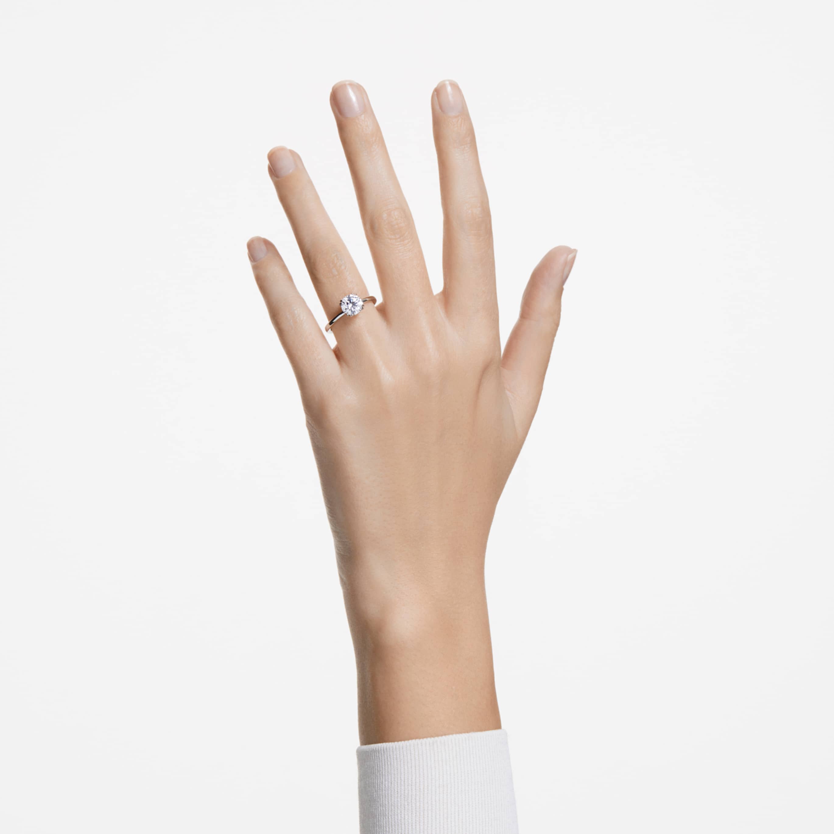 Swarovski Stilla cocktail ring Round cut, White, 18K gold finish
