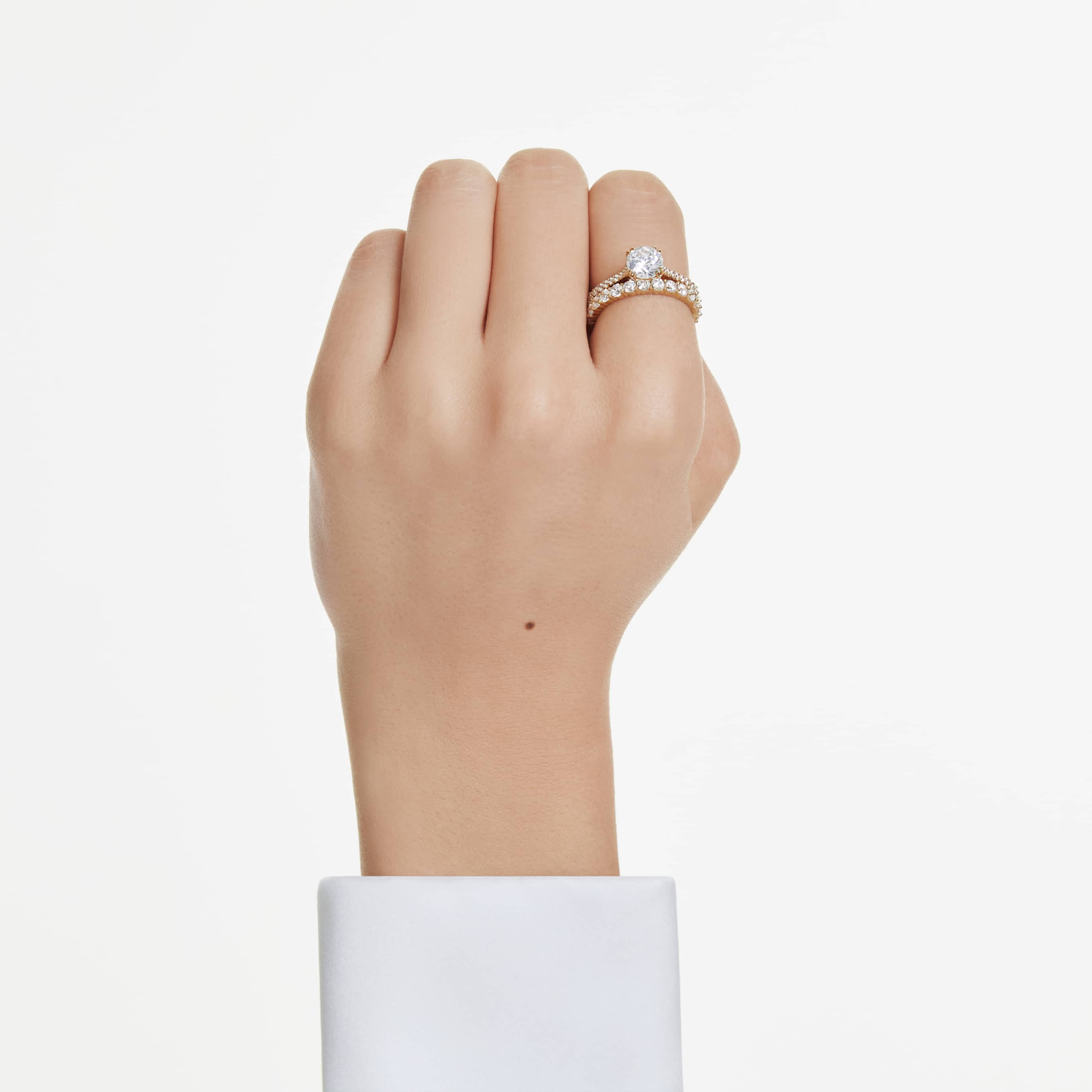 Swarovski Stilla ring Set (2), Round cut, White, Rhodium plated