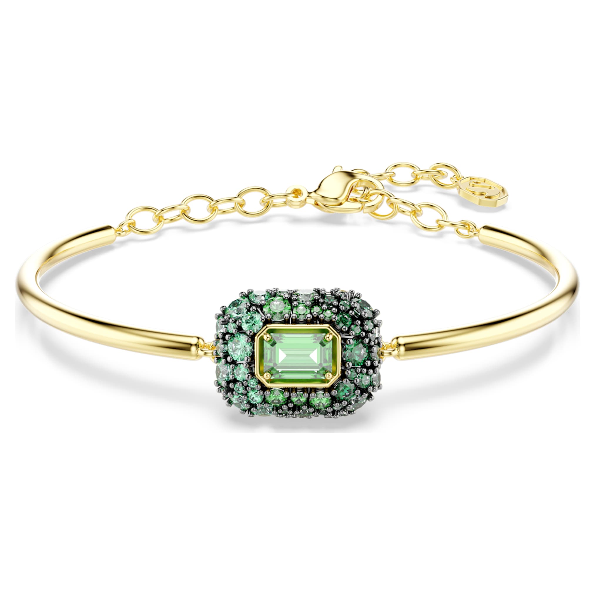 Swarovski Sublima bangle Octagon cut, Green, 18K gold finish