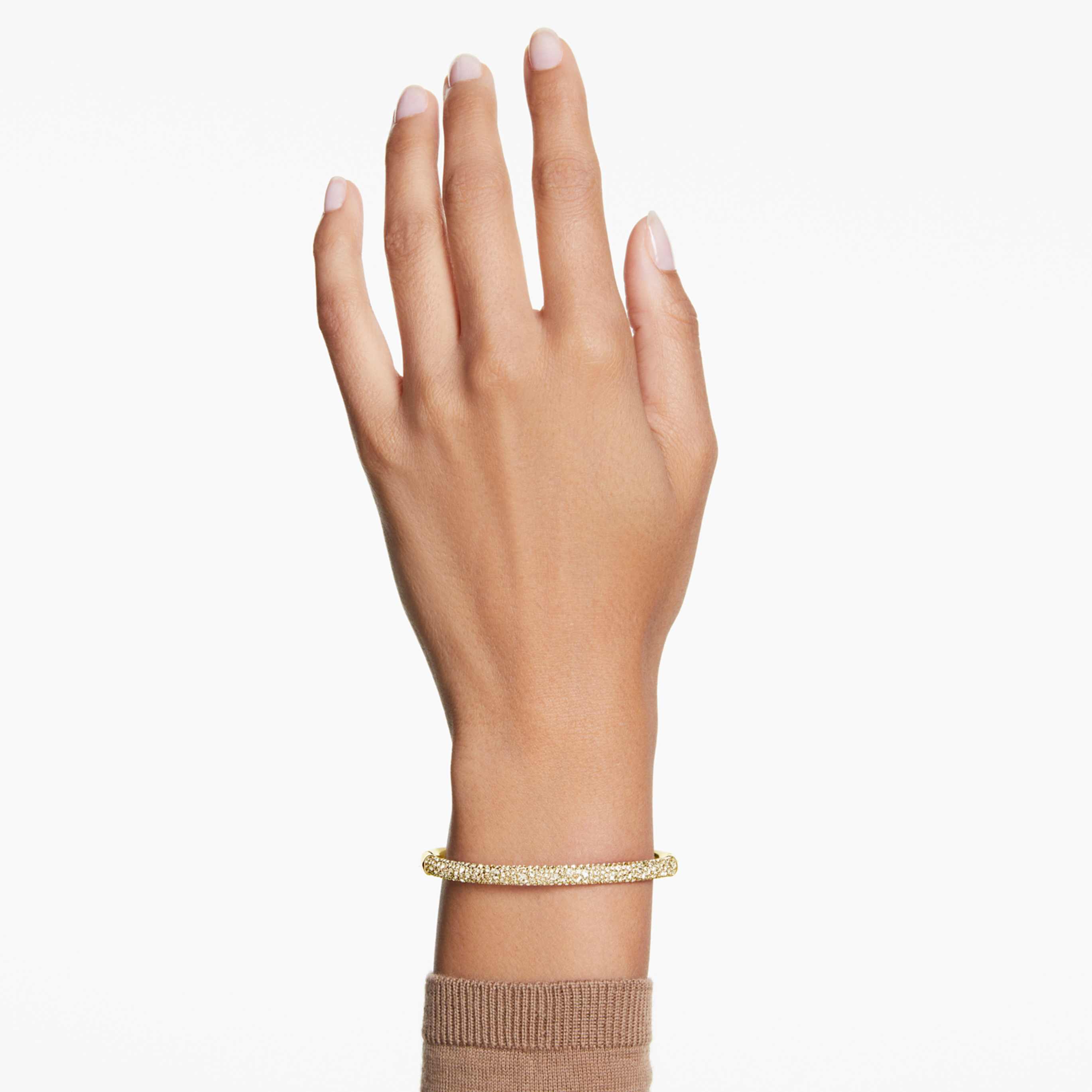Swarovski Sublima bangle Snow pavé, White, 18K rose gold finish