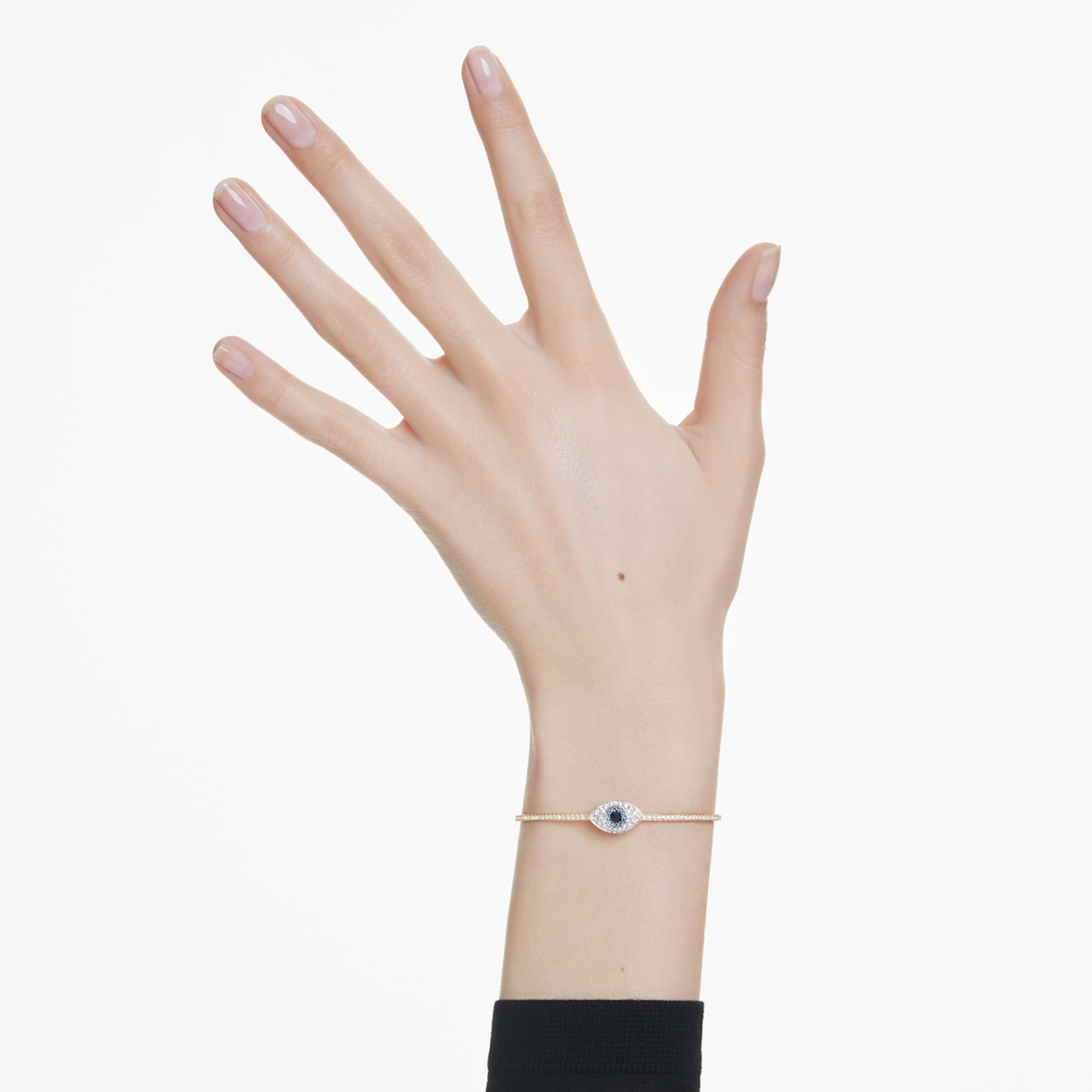 Swarovski Symbolica bangle Evil eye, Blue, 18K gold finish