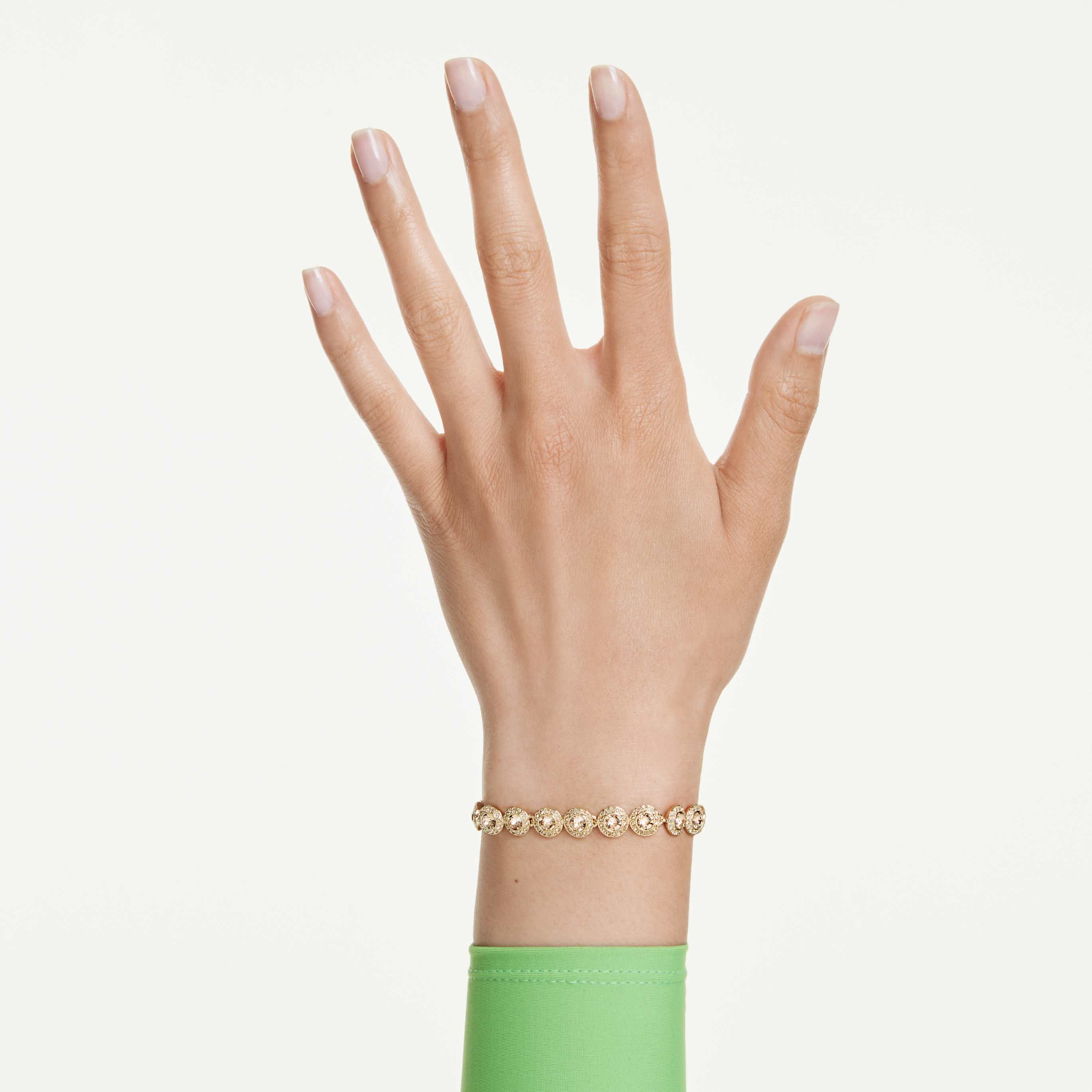 Swarovski Una Angelic bracelet Round cut, Caramel, 18K gold finish
