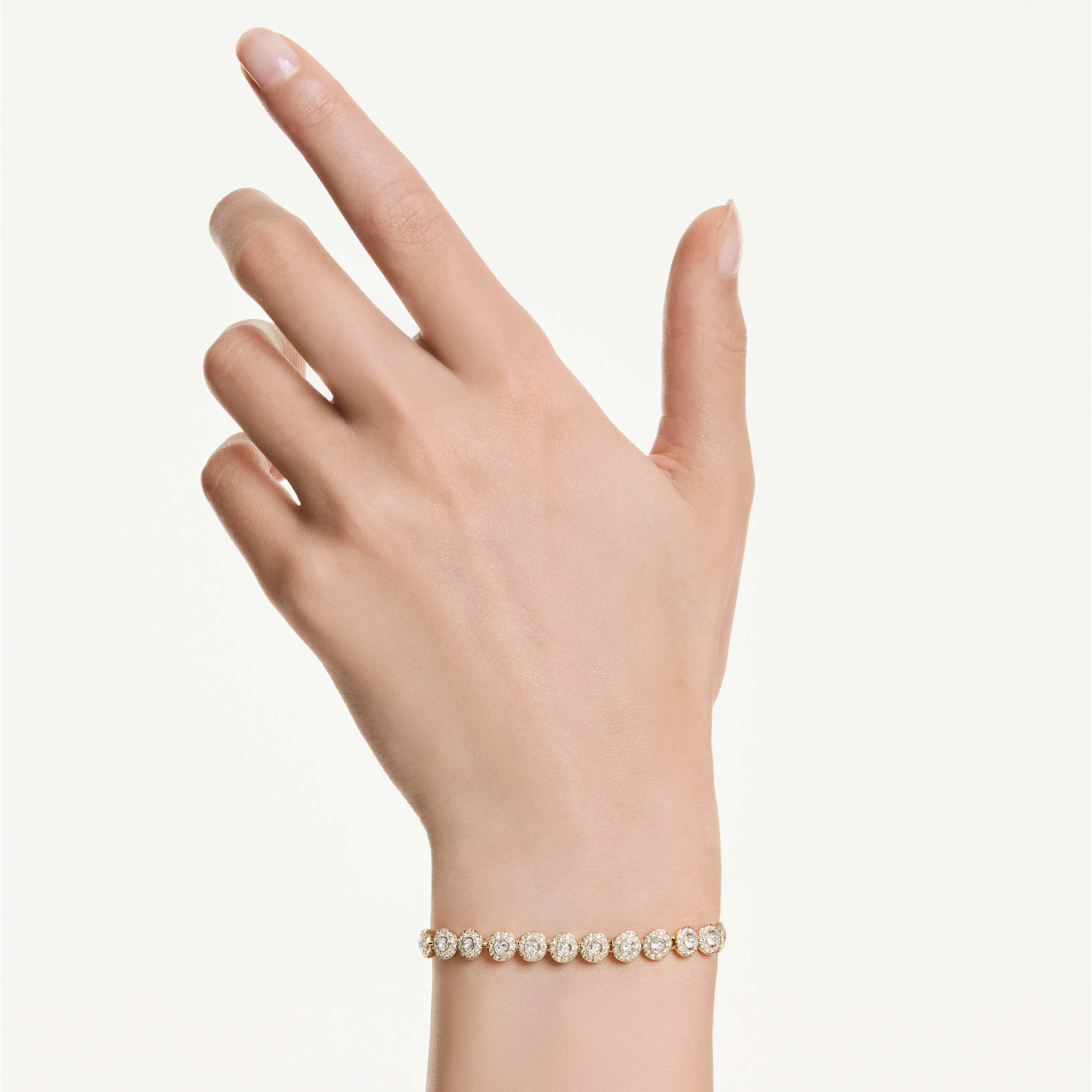 Swarovski Una Angelic bracelet Round cut, White, 18K gold finish