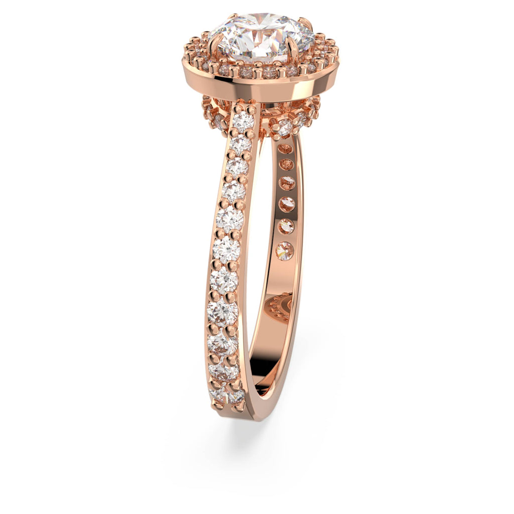 Swarovski Una Angelic cocktail ring Round cut, Pavé, White, 18K rose gold finish