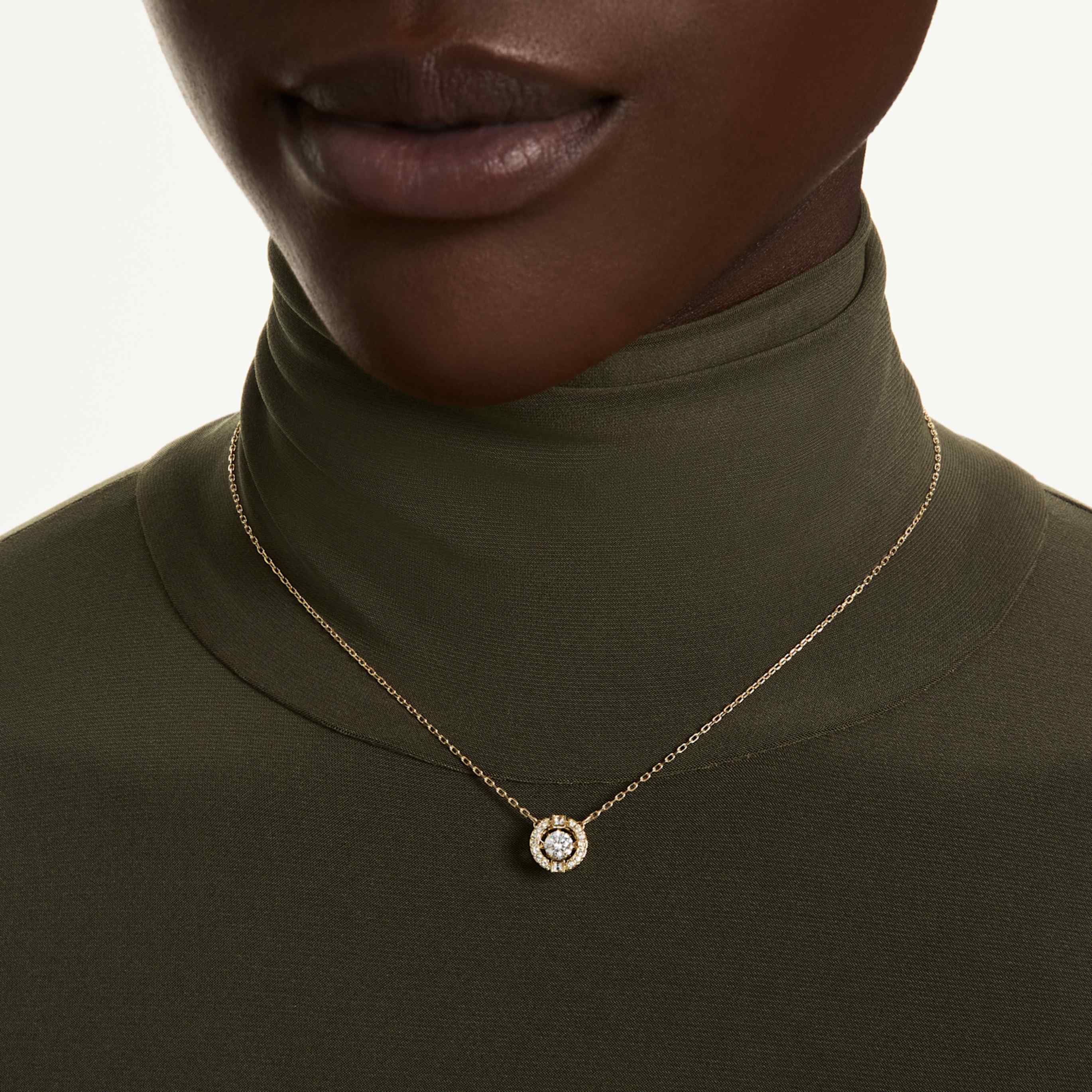 Swarovski Una Angelic pendant Mixed cuts, White, 18K gold finish