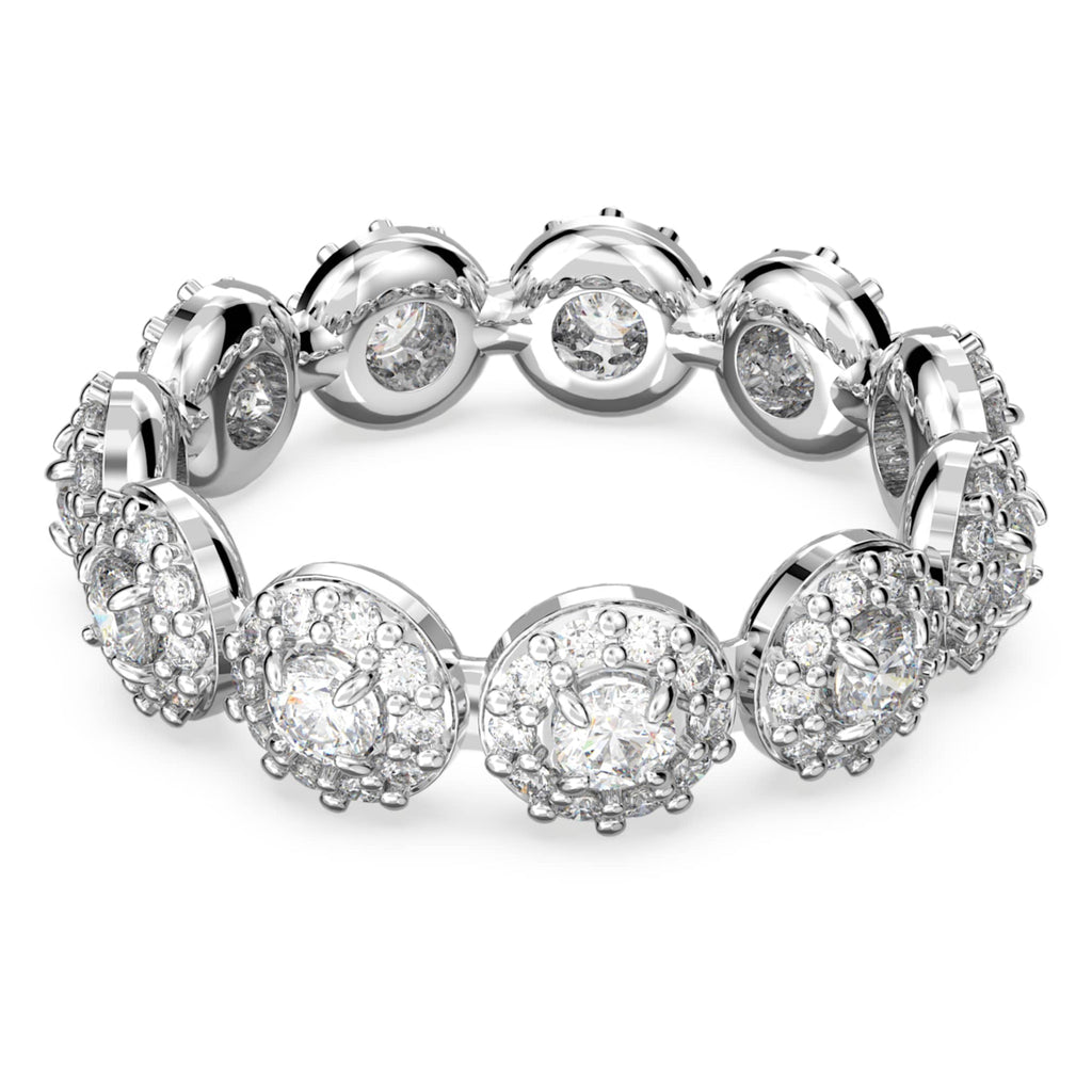 Swarovski Una Angelic ring Round cut, White, Rhodium plated