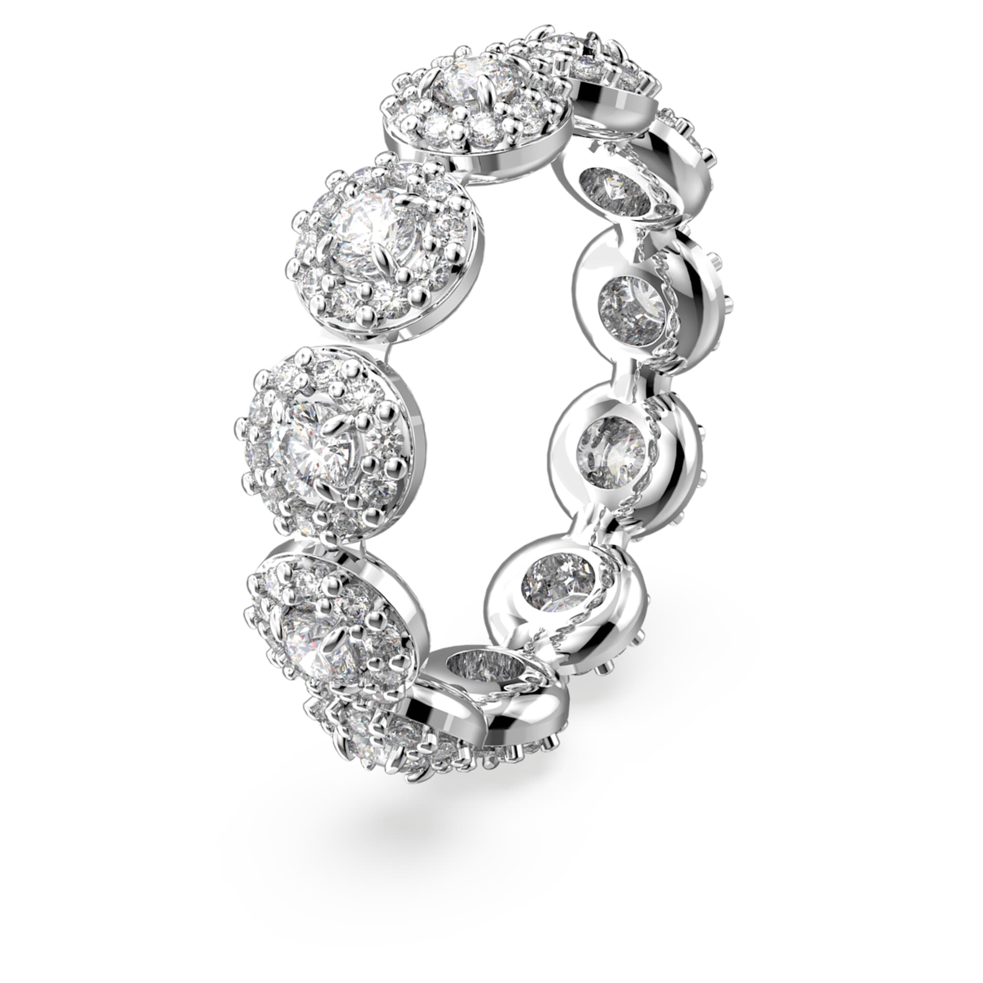 Swarovski Una Angelic ring Round cut, White, Rhodium plated