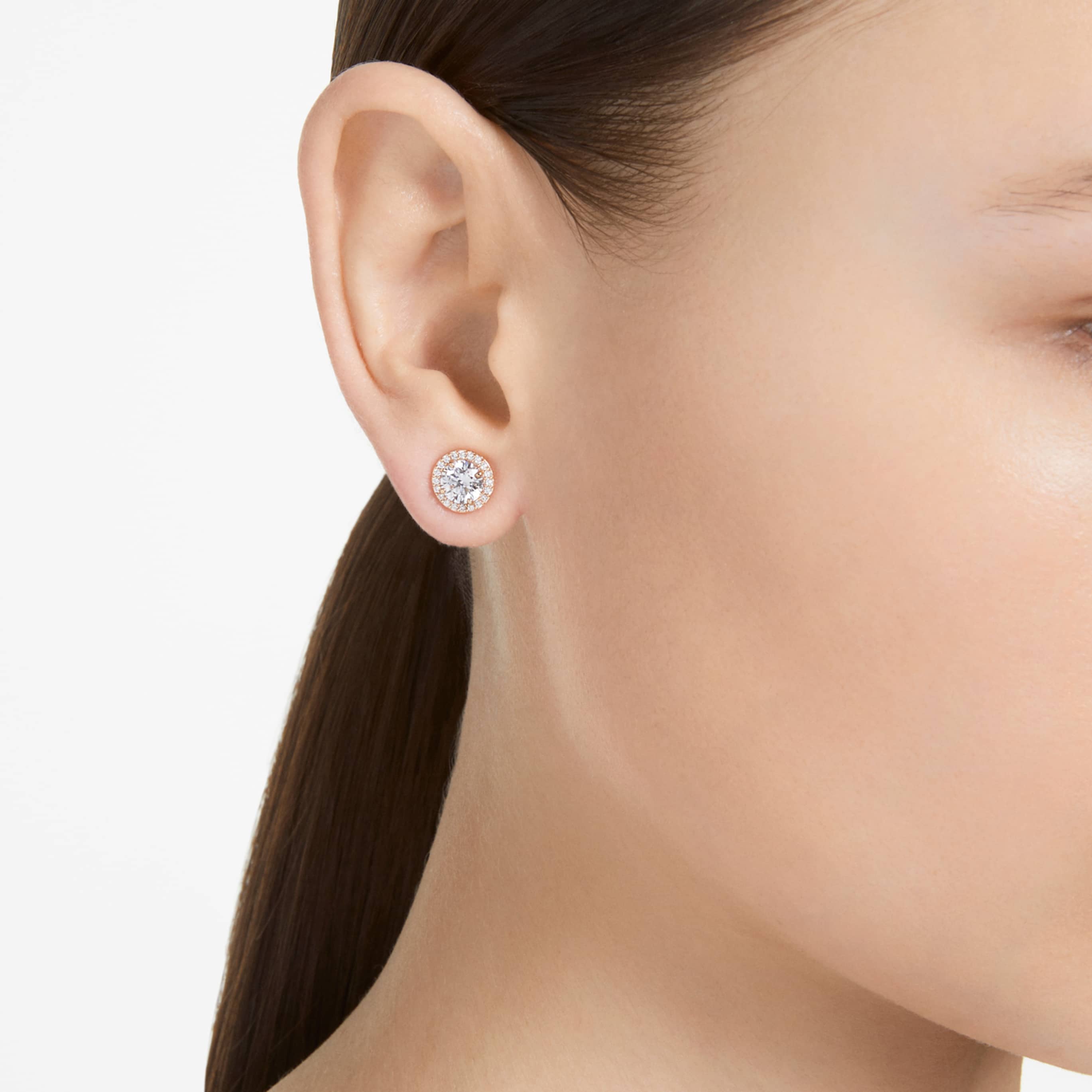Swarovski Una Angelic stud earrings Round cut, Pavé, White, Rhodium plated