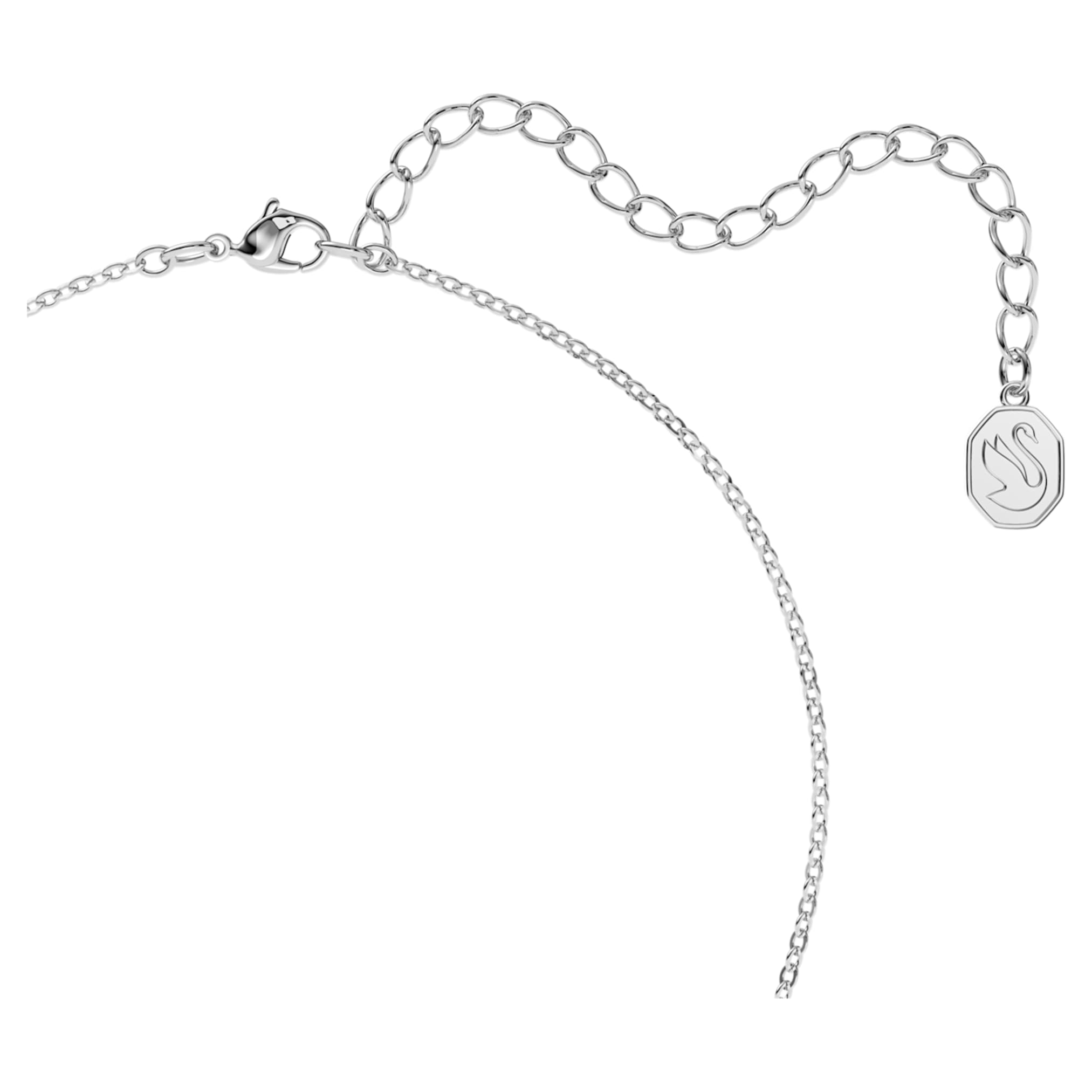 Swarovski Una necklace Octagon cut, Blue, Rhodium plated