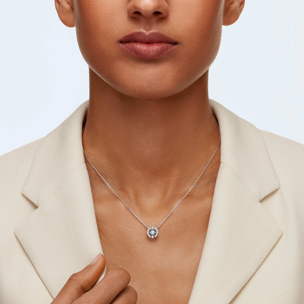 Swarovski Una necklace Round cut, White, 18K rose gold finish