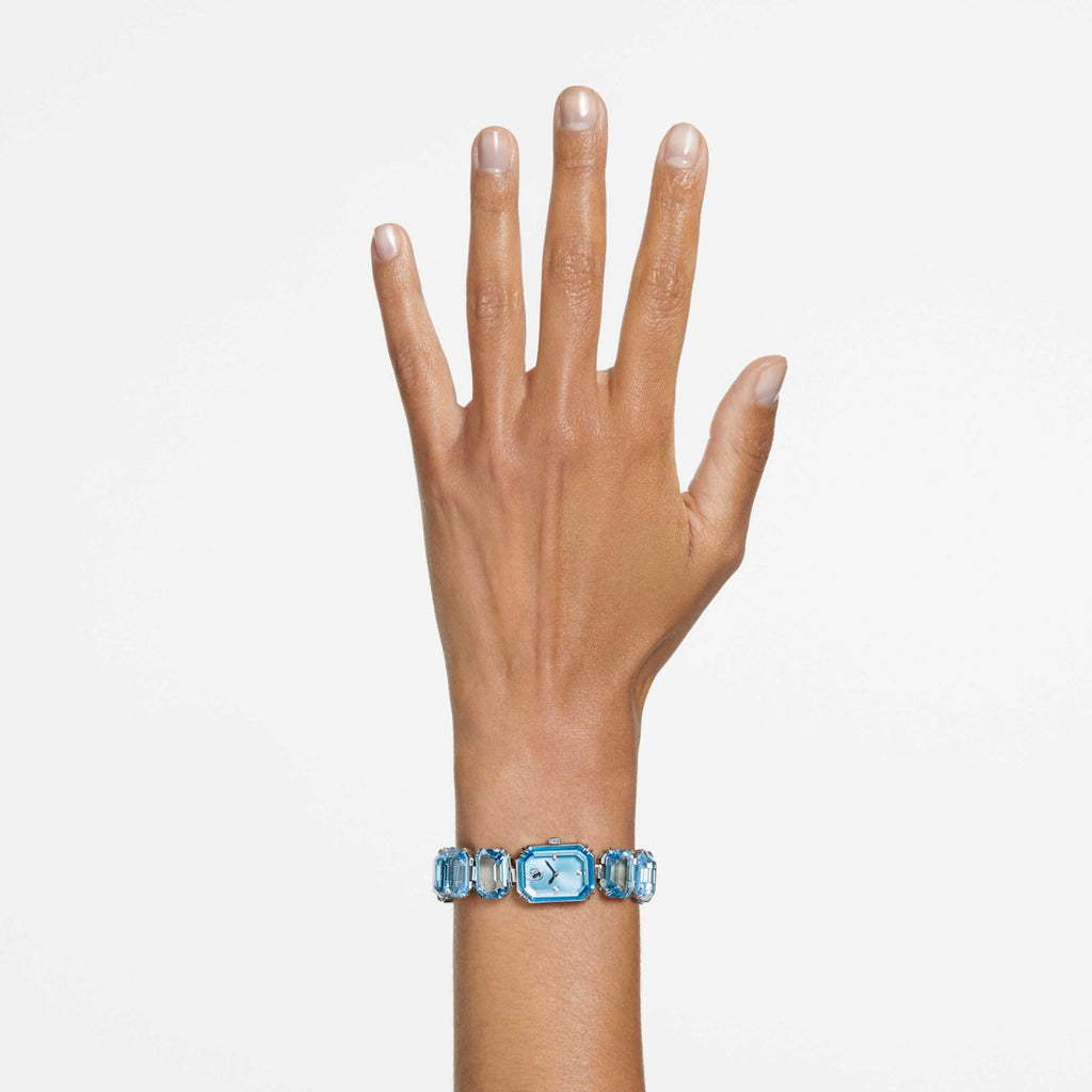 Swarovski Watch Octagon cut bracelet, Blue, Stainless steel